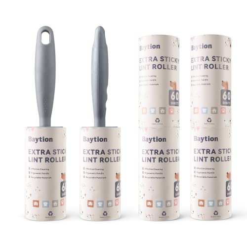 Lint Roller Remover Hair Kit- Extra Sticky Reusable Lint Remover with 360 Sheets(6 Rollers+2 Upgraded Handles)-Fluff Brush for Clothes/Furniture/Bed/Car/Dog Cat Hair/Carpet/Dust
