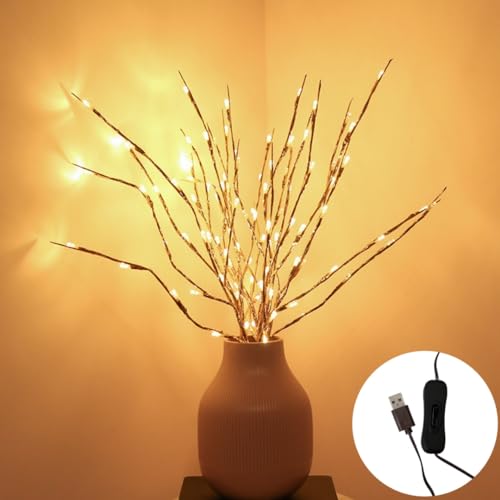 Image of Ulalaza 30.3'' 6 Branches 120 LED Bulbs Twig Lamp USB Operated LED Lighted Willow Branches Vase Fillers Use for Christmas Home Party Decoration Indoor Outdoor