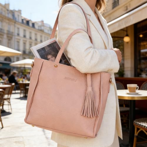 Tote Bag Set de 4 piezas rosa PU cuero mujer miniatura 3