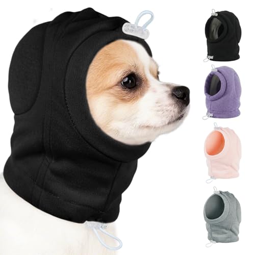 Image of MIGOHI Small Anti-Slip Dog Ear Cover - Hematoma Ear Wraps for Dogs, Head Wrap for Thunderstorm, Fireworks,Bath, Sound Reducing Ear Padding & Keep Warm for Small Dog,M,Black