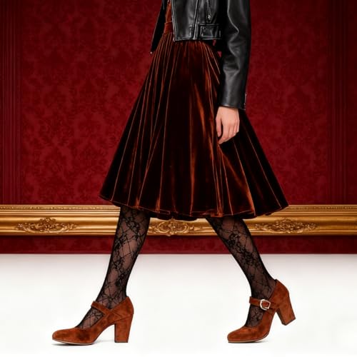Image of SHODENSE Women Vintage Chunky High Heel Mary Jane Shoes Round Closed Toe Ankle Strap Dress Sandals 3 inch Block Heels Mary Jane Lolita Pumps Two-Toned Patchwork Buckle Office Lady Wedding Retro 4-11 M US