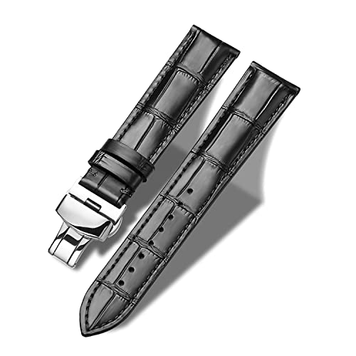 MUENShop Leather Watch Straps Quick Release Polished Deployment Buckle,18mm 20mm 22mm 24mm Black Brown Blue Green Classic Design Calf Leather Replacement Watch Band
