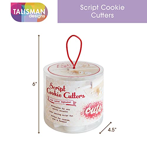 Talisman Designs Script Cookie Cutters | Set Of 26 | White | Made Of Bpa Free Plastic | Small Letter Cutters For Cookies, Pies, Dough & Fondant | Baking Alphabet Cookie Cutters #TOP4