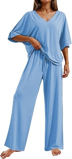 – Pajama Sets for Women 2 Piece Lounge Set Short Sleeve Tops and Long Pants Soft Comfy Pjs Sleepwear Outfits S-XXL