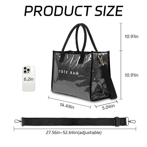 Image of GISMTR PVC Tote Bag for Women Large Letters Print Hobo Handbags Kraft Paper Shoulder Bag with Strap for Work Travel