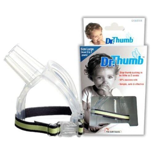 Dr. Thumb – Thumb Guard for Kids (Large 3–7Y), Stop Thumb Sucking Habit, Adjustable BPA-Free Silicone Shield, Gentle Non-Medical Comfort Trainer, Safe & Reusable
