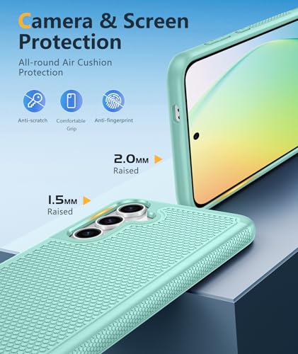 Image of FNTCASE for Samsung Galaxy S24 Case: Dual Layer Heavy Duty Cell Phone Protective Cover Shockproof Rugged with Non-Slip Textured - Military Drop Protection Bumper Tough - 2024, 6.2inch Mint Green