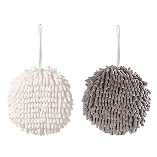 Midremer 2 Pack Chenille Hanging Hand Towel Balls Super Absorbent