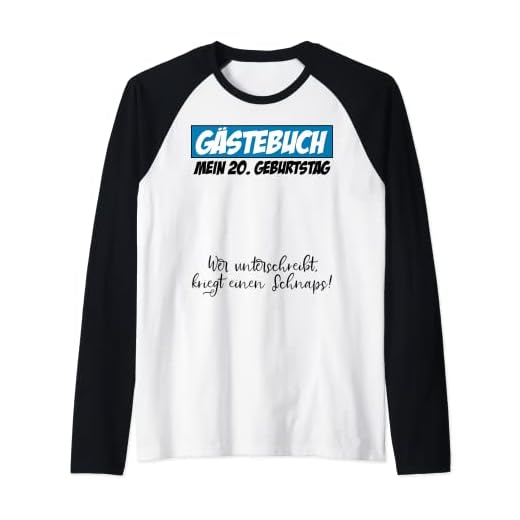 Libro de visitas para fiesta de cumpleaños número 20, hombre y mujer Camiseta Manga Raglan