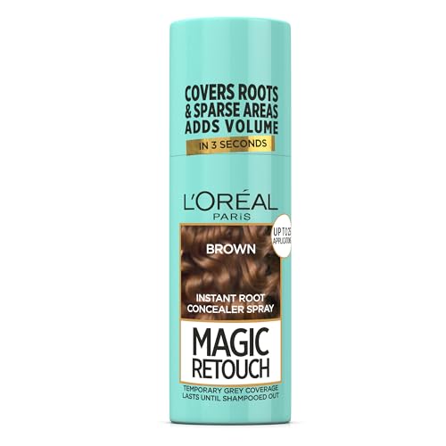 Image of L'Oréal Paris Brown Magic Retouch Hair Colour Root Concealer Spray (75ml), Hair Dye, Instant 100% Grey Coverage & Flawless Blend, Quick & Easy Application