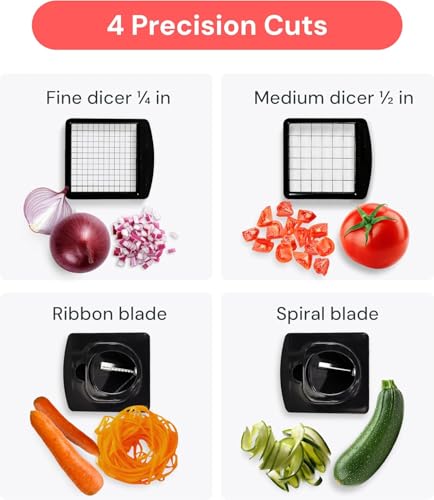 Image of Fullstar The Original Pro Chopper - Vegetable Chopper and Spiralizer, Food Chopper with Container, Fruit Slicer, Kitchen Gadgets & Accessories, Home Essentials (4 in 1, Stainless Steel)