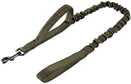 OneTigris Tactical Dog Training Bungee Leash with 2 Control Handle Quick Release Nylon Leads Rope(Ranger Green)