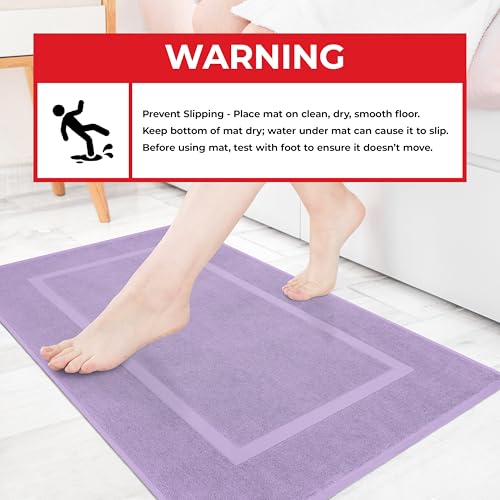 Image of Cotton Paradise 100% Cotton Turkish Bathmat Set, Soft Absorbent Quick Dry, 2 Piece 20x34 Bathmat Floor Set, Lilac