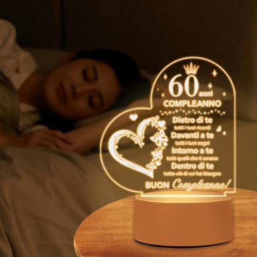 Luce Per Bottiglia 60° Compleanno – Regalo Personalizzato Con LED E Corda, Salvadanaio Per Festa Di 60 Anni, Donna/Uomo