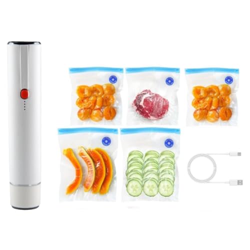 Yominerr Máquina Selladora Al Vacío Selladora Al Vacío Portátil de Mano con 5 Bolsas de Vacío Reutilizables para Conservación de Alimentos Frescos y Ahorradores