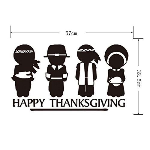 Jiahui Happy Thanksgiving Pilgrims And Indians Removable Home Art Wall Decal Quote Sitting Bedroom Room Sticker (13X22) #TOP1