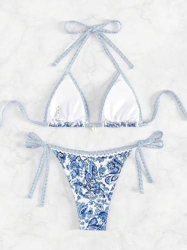 Women's Floral Printed Bathing Suit Halter Paisley Summer Swimsuit Bikinis Set2