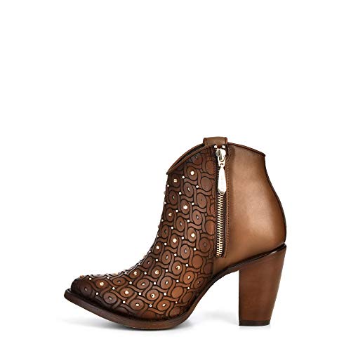Cuadra Women's Leather Bootie with Swarovski Crystals and Zipper Brown4