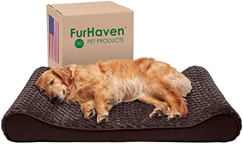 Furhaven XL Orthopedic Dog Bed Ultra Plush Faux Fur & Suede Luxe Lounger w/ Removable Washable Cover - Chocolate, Jumbo (X-Large)