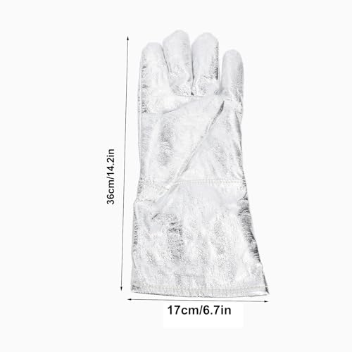 Pissente Aluminum Foil Welding Gloves, Electric Heat Resistant Welding Gloves, Fireproof Flame Retardant Heat Resistant Gloves for Metal Casting, High Temperature Workshop, Anti Scald