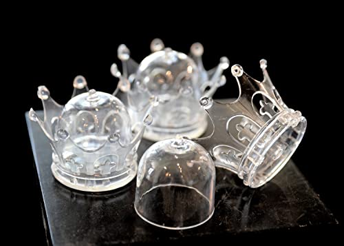 Clear Plastic Mini Dome With Crown Design Party Decoration Favor Box (12 Sets) For Wedding, Baby Shower, Mis Quince #TOP1