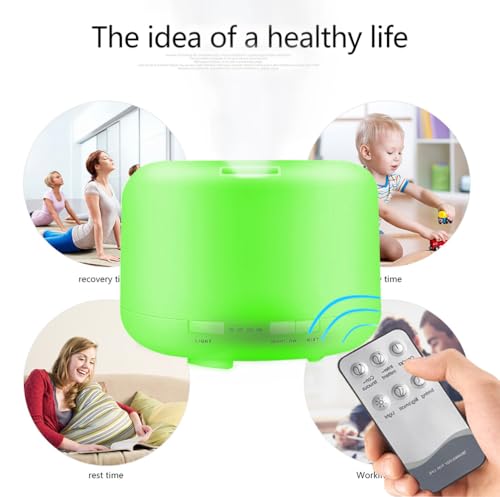 LSLCQW 500ml Essential Oil Diffuser with Remote Control, Premium Ultrasonic Aromatherapy Diffusers Scent Humidifier Vaporizer Auto-Off Timer for Large Room Home, Yellow (White) — view 5
