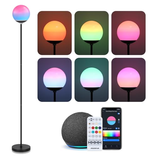 Aigostar Mesh - Lámpara de Pie LED Inteligente con Bluetooth Mesh, Compatible con Alexa, Control de Colores por Capas, 8W, 800LM, 2700K-6500K y RGB Regulable, para Salón y Dormitorio, Altura 150cm