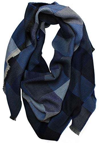 Écharpe d'hiver homme et femme à carreaux bleu pour les sorties citadines