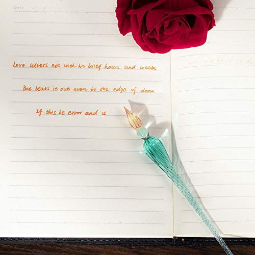 Molshine Handmade Glass Dip Pen Crystal Calligraphy Pen Signature Dipped Pen For Artist Women Men Teens,Writing Drawing Decoration Gifts (Ice Green) #TOP3