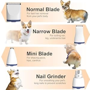 Dog Clippers for Grooming - Cordless Pet Nail Grinder for Small Dog Cat Rabbit Grooming Supplies, Low Noise Dog Clippers for Trimming Hair on Paws, Eyes, Ears, Face, Rump, Sea Blue