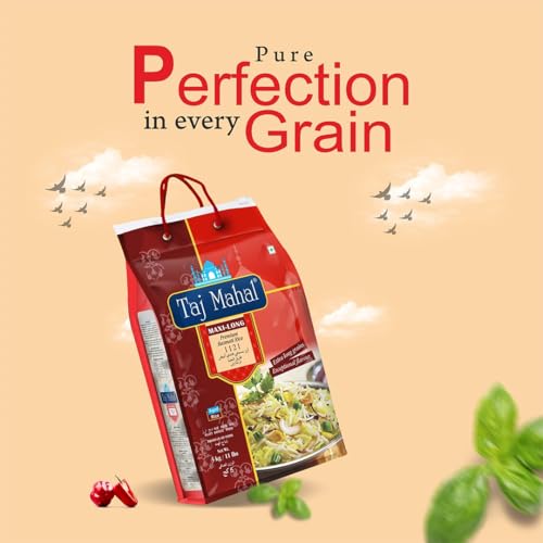 Image of Taj Mahal 1121 Premium Basmati Rice 5Kg | Extra Long 24mm Grains | Ideal for Biryani, Pulao & Festive Meals