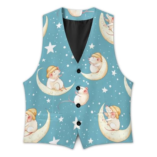 Cute Rat Men's Suit Vest Slim Fit Business Dress Party Pattern Waistcoat Vest Top3