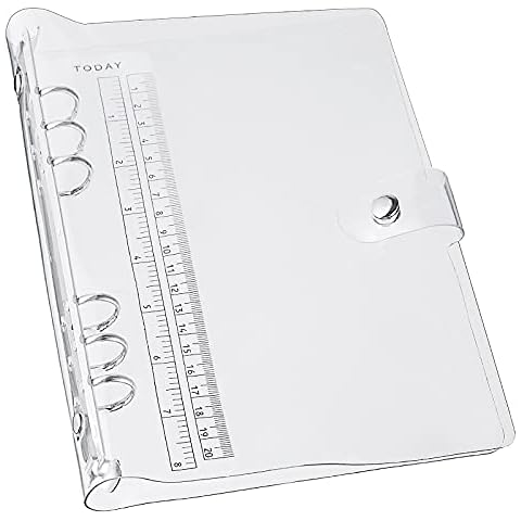 LANGING A5 Round Ring Binder Standard 6 Holes Clear Soft PVC Notebook Cover Refillable Diary Case Protector File Folder Cover