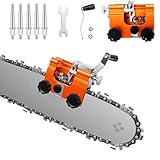 QTG Manual Chain Saw Sharpener,Adjustable Clamp & Precision Guide,Portable Metal Attachment,8-22' Chain/Electric Saws