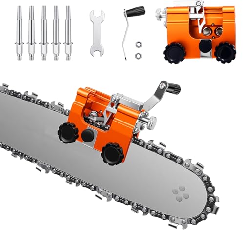 QTG Manual Chain Saw Sharpener,Adjustable Clamp & Precision Guide,Portable Metal Attachment,8-22" Chain/Electric Saws