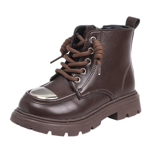 Ctreela Little Kids/Big Kids Platform Boots Stylish Chunky Block Heel Combat Boots Punk Children Lace Up Ankle Booties