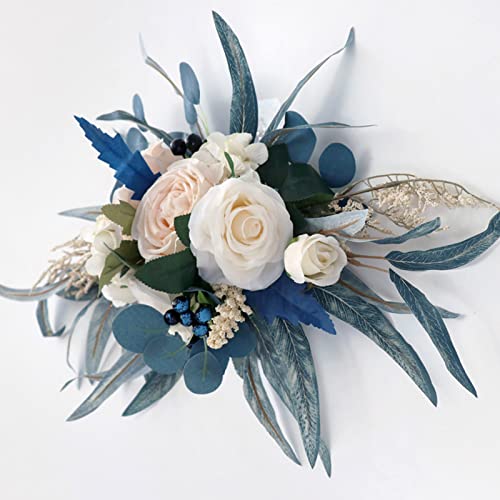 Wnvivi Artificial Arch Flower Decorations,Blue Rose and Peony Swag Wreath,Decorative Floral Garland Wedding Arch Flowers for Ceremony Reception (A1) - Image 6