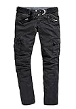 Cargo Timezone Herren BenitoTZ cargo pants incl. belt Hose, Schwarz (black 999), W38/L30