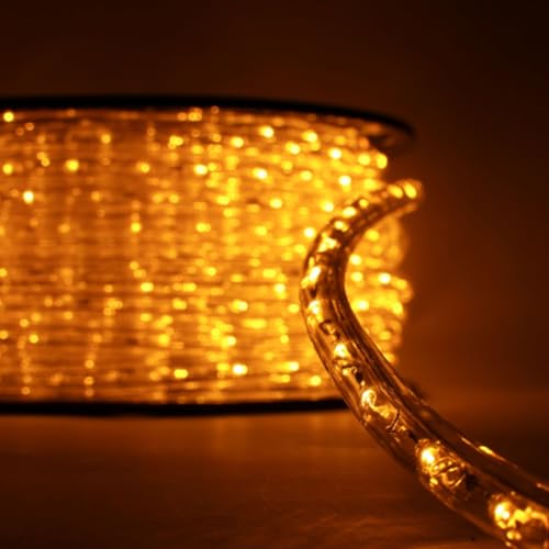 Luccika Tubo Luminoso LED 50m, PVC Trasparente, 36 LED/M, IP67 Interno ed Esterno, Tagliabile e Prolungabile, Controllo Touch, Decorativo Professionale per Eventi e Festività (Oro Antico)