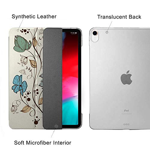 Image of DuraSafe Cases for iPad PRO 12.9 4 Gen 2020 [ 12.9 Inch 4th ] A2229 A2069 A2232 A2233 MY2H2HN /A MXAT2HN /A MXAV2HN /A Trifold Printed Hard Smart PC Transparent Back Cover - Watercolor Flowers