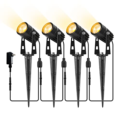 Outdoor Landscape Lighting, Led Landscape Spotlights Kit With Transformer, 3000K Warm White Garden Holiday Light For Yard/House/Lawn/Tree/Flags/Fence Use, Ip65 Waterproof Spot Lights - 4 In 1 #TOP7