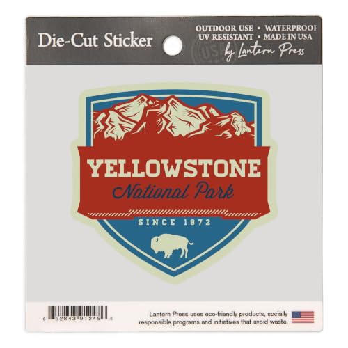 Lantern Press Small Sticker Yellowstone National Park,