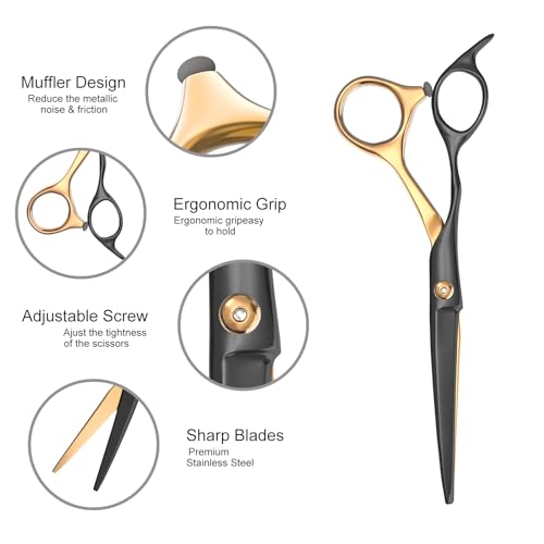 Hairdressing Scissors, 6 Inch Hair Cutting Scissor & Thinning Scissors Hairdressing, Stainless Steel Barber Scissors with Leather Cover, Comb, Hair Clip, Professional Salons Hair Shears Set - Image 3
