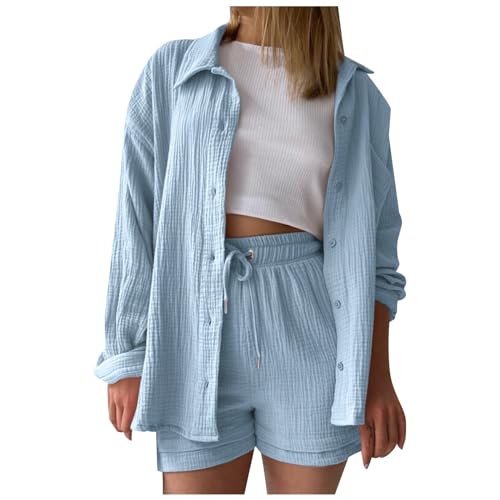 Ensemble 2 pièces chic avec chemise manches longues et short fluide
