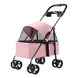 DODOSOSO ペットカート 片手折りたたみ 耐荷重15kg 4輪 前後メッシュ窓 軽量 コンパクト