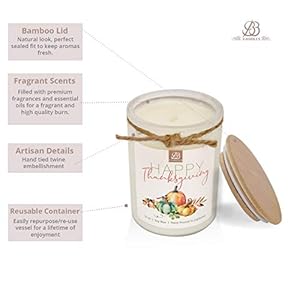 Winter & Fall Collection - Natural Soy Hand Poured Fragrant Candles, Frosted Jars with Bamboo Lid, Home Decor, 90+ Hours Burn Time, 12oz (Thanksgiving Label - Salted Caramel Pumpkin) Winter Fall Collection Natural Soy Hand Poured Fragrant Candles Frosted Jars with Bamboo Lid Home Decor 90 Hours Burn Time 12oz Thanksgiving Label Salted Caramel Pumpkin