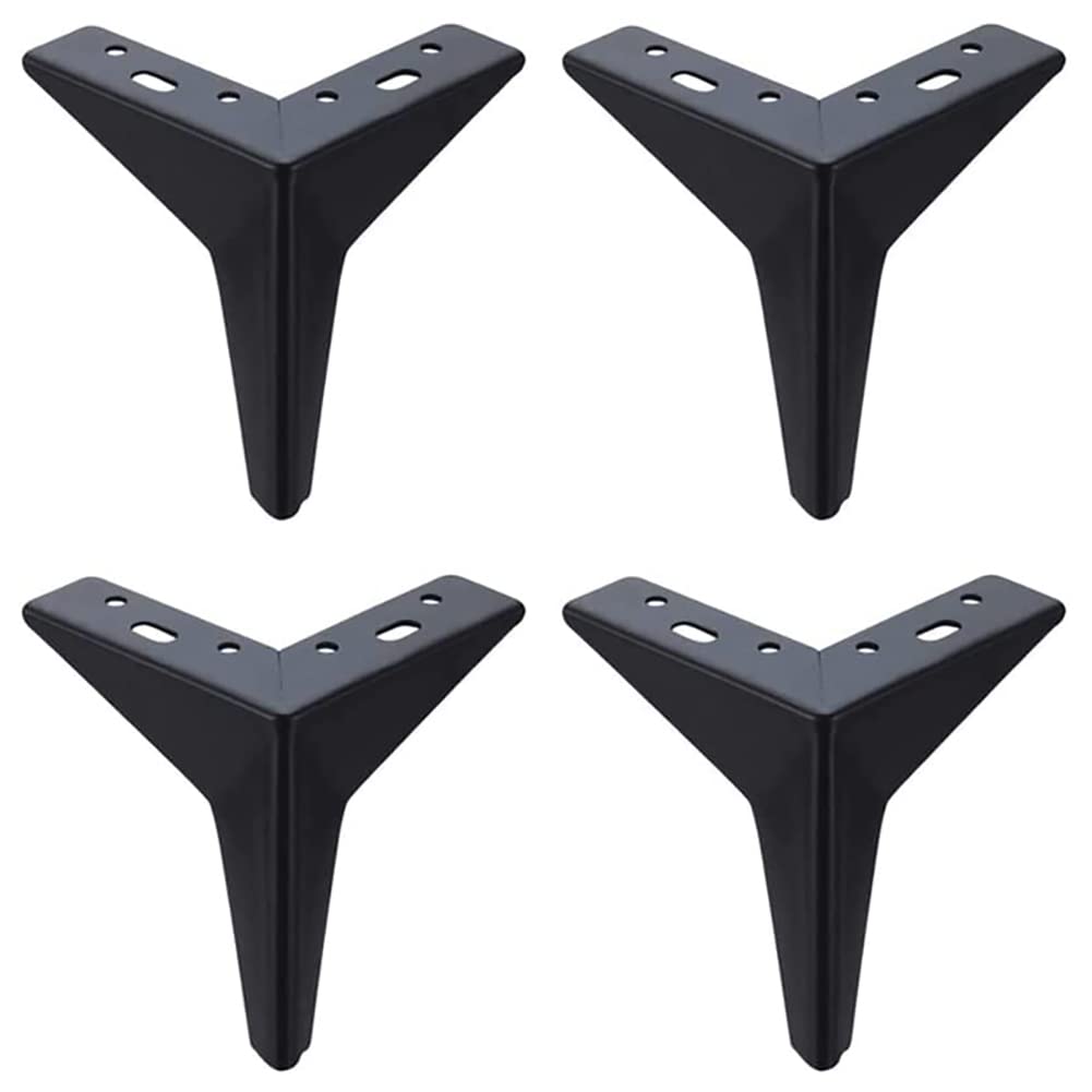 HyeverMetal Sofa Legs Black Replacement Diamond Triangle Heavy Duty Chrome Couch Chair Ottoman Furniture Feet 5.2" Tall Set of 4