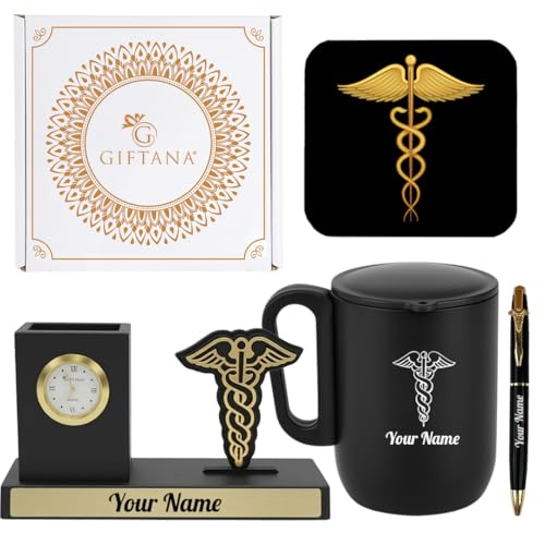 Image of Giftana Personalized 4-in-1 Doctor Desk Organizer Set (Black)