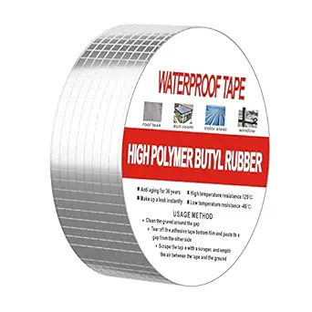 IKEAWORLD Leakage Repair Waterproof Tape for Pipe Leakage Roof Water Leakage Solution Aluminium Foil Tape Adhesive Tape Sealing Butyl Rubber Tape for Surface Crack, Pipe Rupture (5cmx5m)