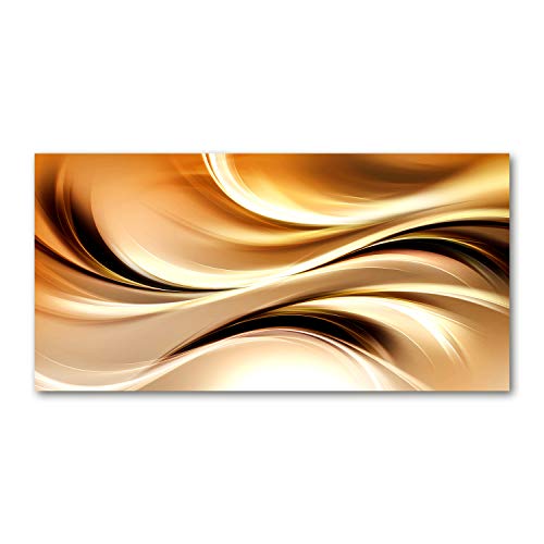 Toile vagues abstraites or 120x60 cm pour habiller un grand mur vide avec elegance